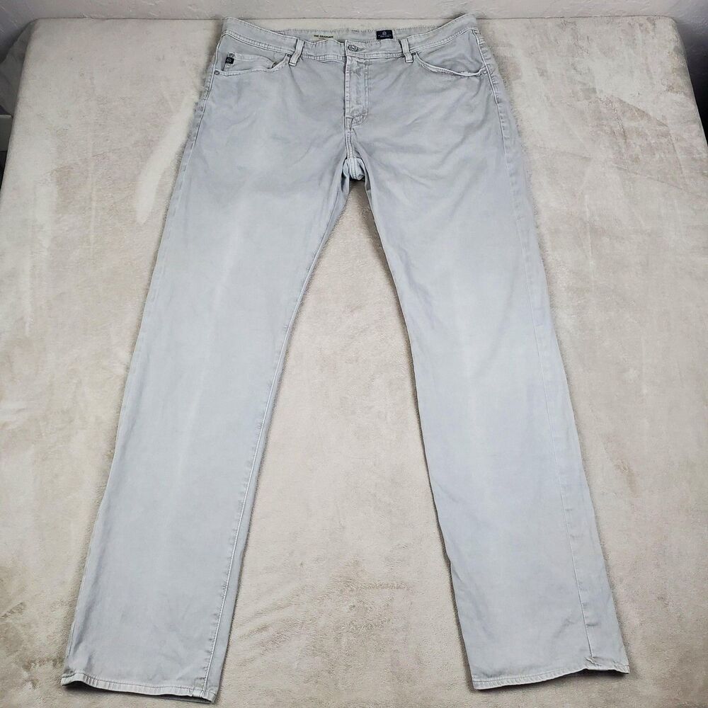 AG Adriano Goldschmied Graduate Jeans Mens 38x34 Gray Tailored Leg Stretch USA